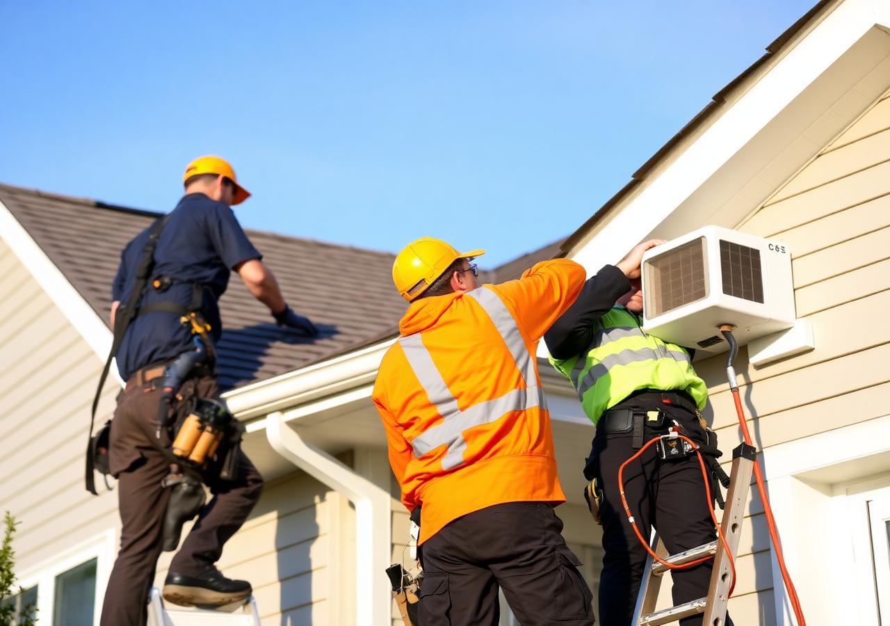 Roofers at work